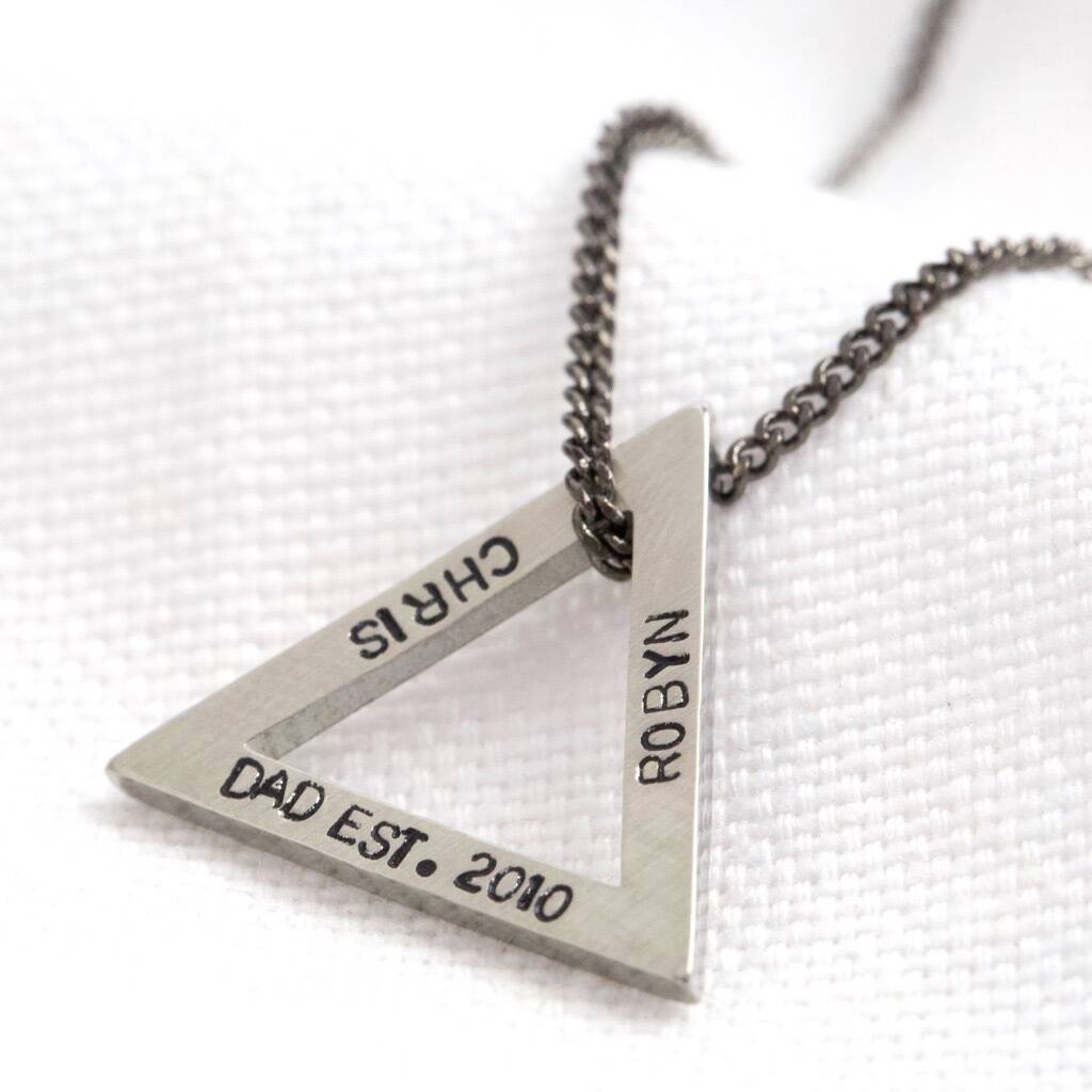 Men's Personalised Triangle Pendant Necklace By Lisa Angel