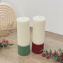 Two Tone Ombre Christmas Pillar Candle Christmas Decor, thumbnail 3 of 10