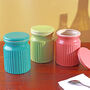G Decor Soft Pastel Jars Handcrafted Ceramic Ribbed Storage Containers With Lids, thumbnail 1 of 6
