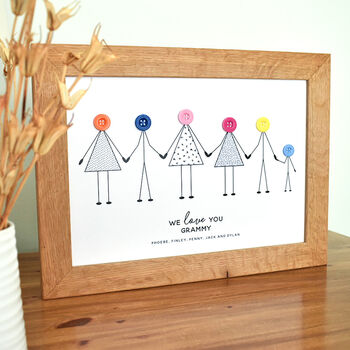 Personalised Grandma And Grandchildren Button Print, 3 of 6