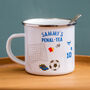 Personalised Enamel Mug – Footie Shirt And Goal Post Design, thumbnail 4 of 5