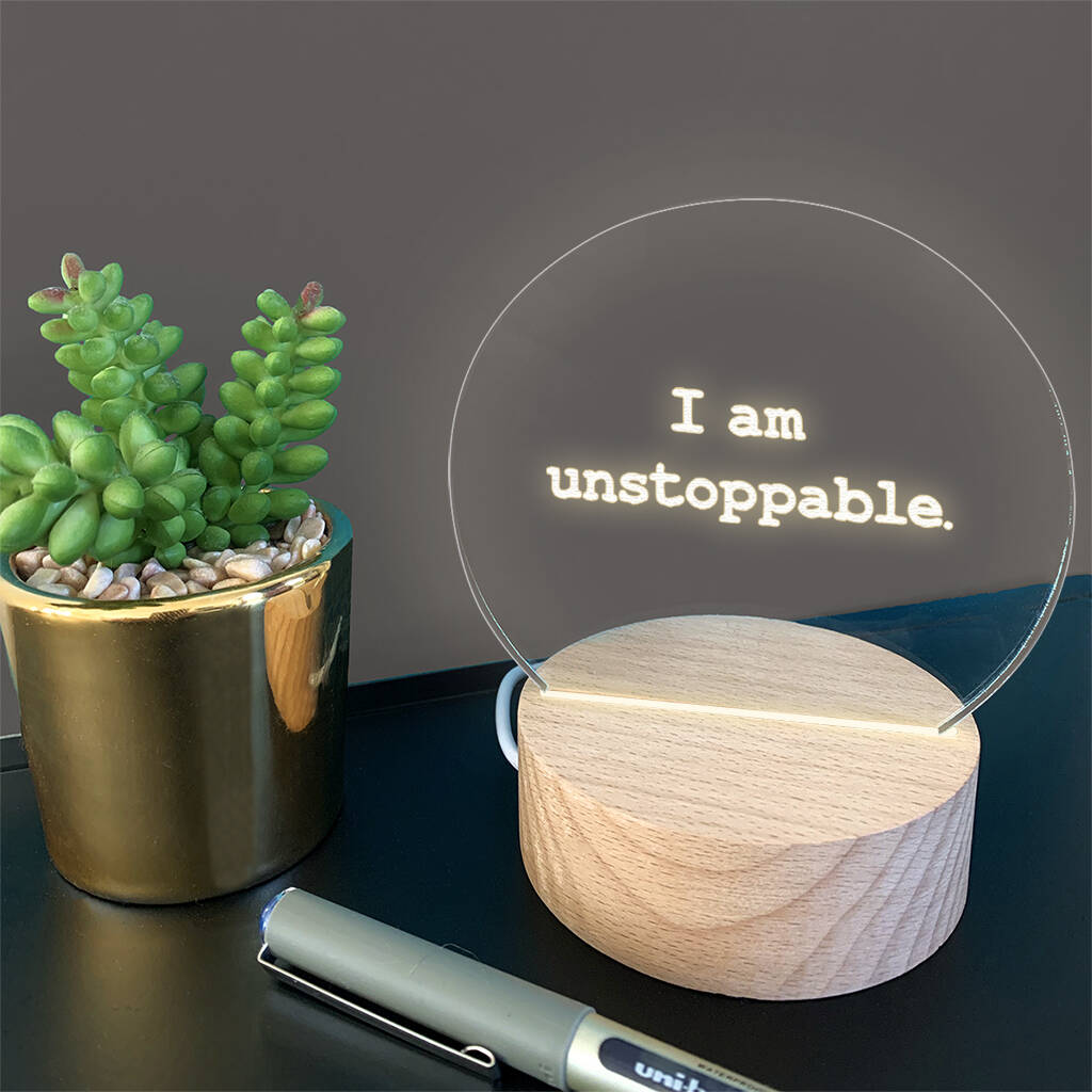 Personalised 'I Am Unstoppable' Mini Desk Lamp, 1 of 3