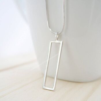 Recycled Silver Vertical Frame Necklace, 4 of 5