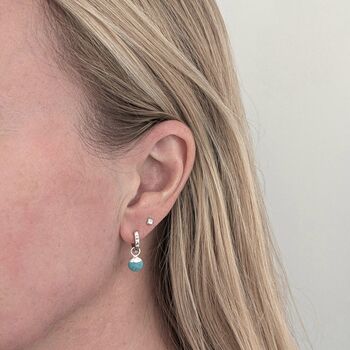 The Orb Turquoise December Birthstone Earrings, Silver, 2 of 5