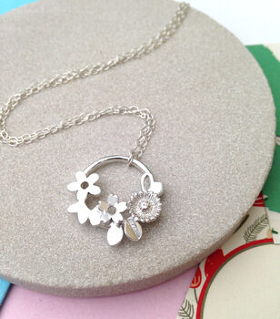 Personalised Sterling Silver Flower Initial Necklace, 9 of 12
