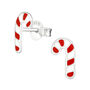 Silver Christmas Earrings, Candy Cane Studs In A Tin, thumbnail 3 of 9