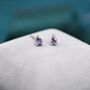 Extra Tiny Amethyst Purple Droplet Cz Stud Earrings, thumbnail 5 of 11