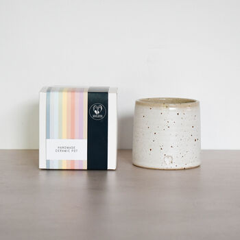 Speckled Clay Candle Pot With Refill Snowdrop White, 2 of 5
