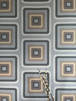 Retro Square Wallpaper Grey / Brown, 3 of 10