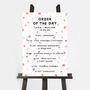 Bright Pink Confetti Wedding Order Of The Day Sign, thumbnail 2 of 3