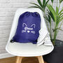 Kids Personalised Cat Drawstring Bag, thumbnail 5 of 7