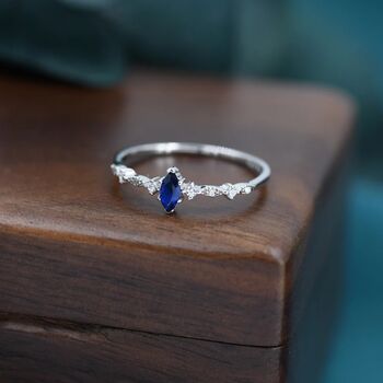 Vintage Inspired Sapphire Blue Cz Ring, 3 of 10