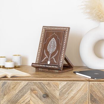 Stanton Elegant Wood Inlay Stand For iPad And Cookbook, 2 of 9