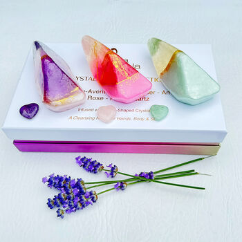 Crystal Soap Set Of Three Gift Infused With Genuine Crystals, 4 of 7