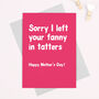 Funny 'Fanny In Tatters' Mother's Day Card, thumbnail 1 of 2