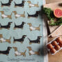Dachshund Sausage Dogs Tea Towel, thumbnail 1 of 1