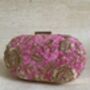 Hot Pink Oval Velvet Clutch, thumbnail 5 of 10