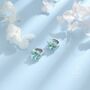 Sterling Silver Green Opal Leaf Huggie Hoop Earrings, thumbnail 2 of 10