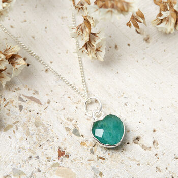 Healing Emerald Heart Gemstone Sterling Silver Necklace, 2 of 10