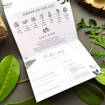 Leafy Wedding Invitation Sample, 4 of 8