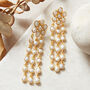 Pearl Gold Plated Silver Chandelier Statement Earrings, thumbnail 1 of 11