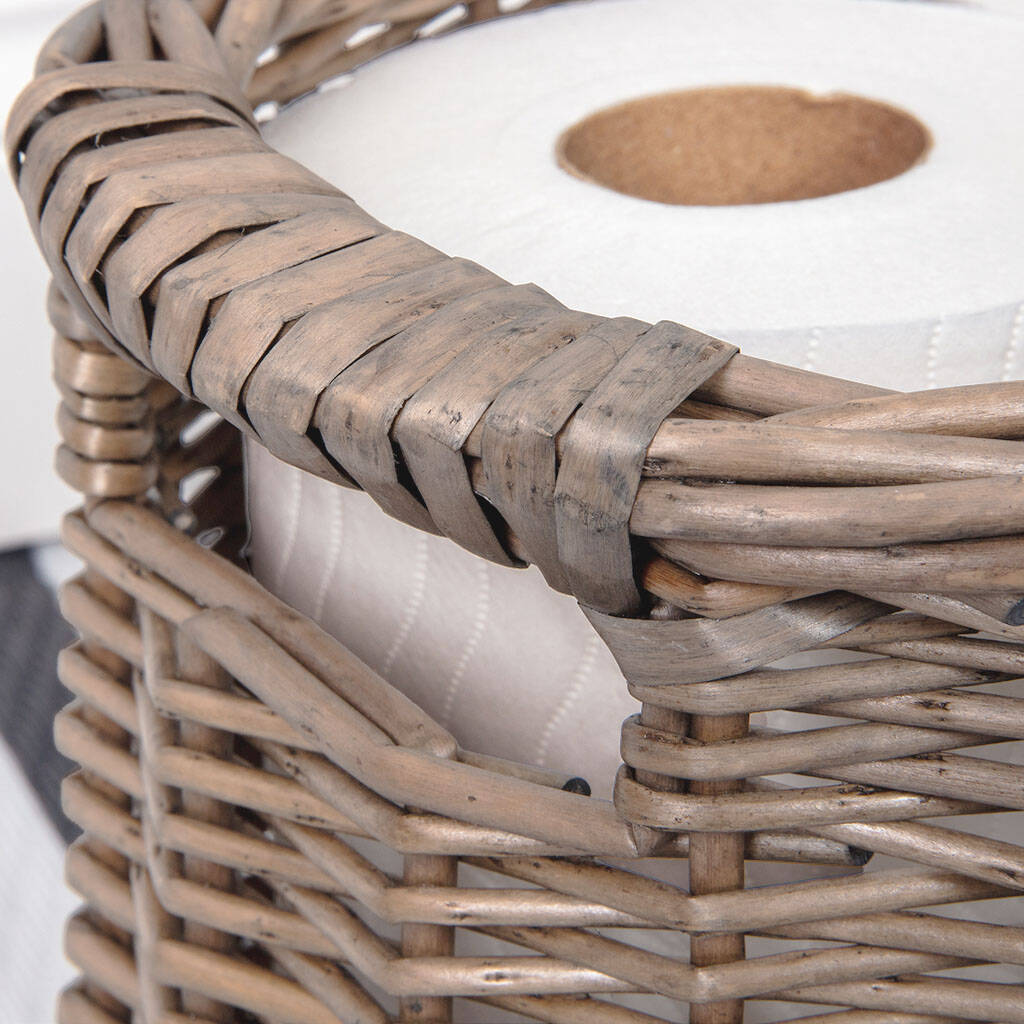 Wicker Bathroom Loo Roll Storage Basket By Dibor