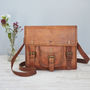 Personalised Vintage Style Brown Leather Satchel Bag, thumbnail 4 of 9