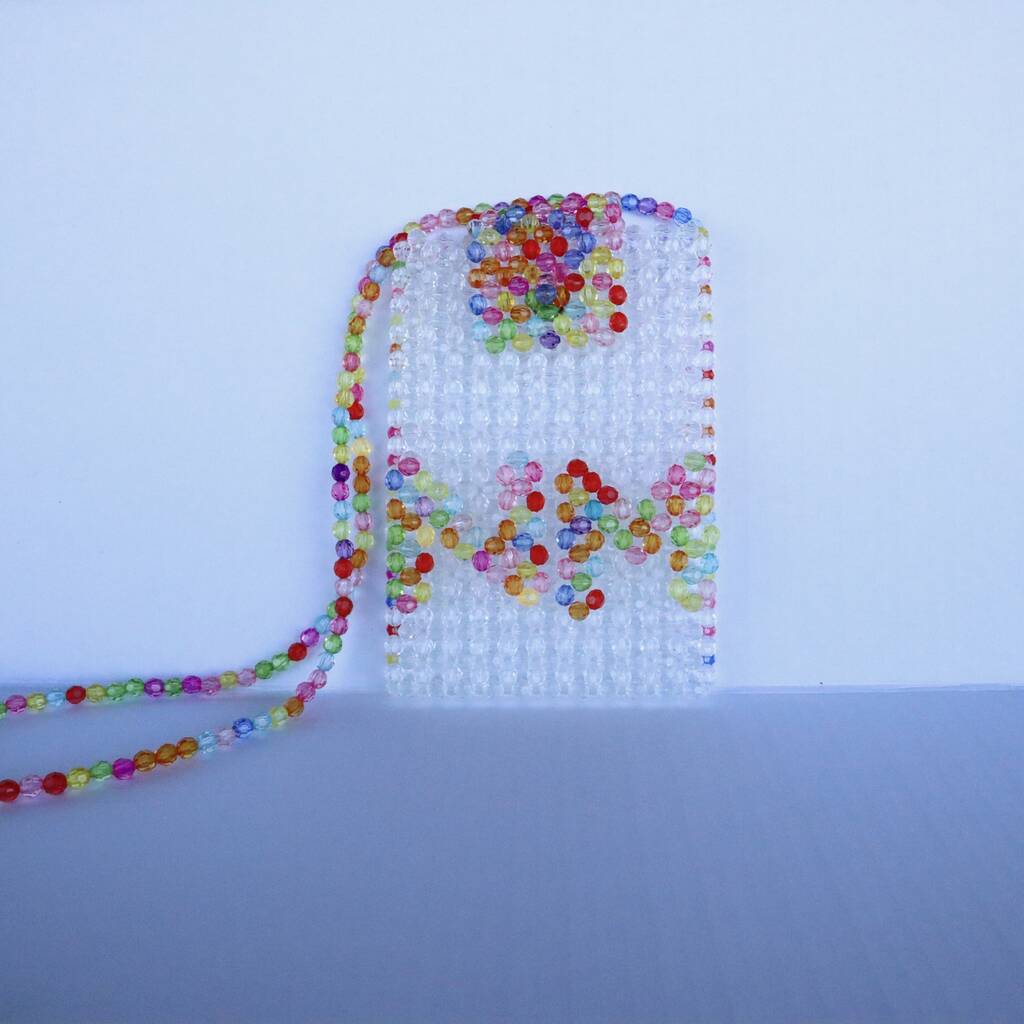 Personalised Crossbody Beaded Phone Bag By Nori Mori