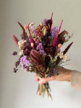 Plum And Lilac Dried Flower Bouquet, 3 of 6