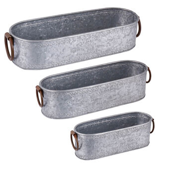 Set Of Three Large Garden Trough Planters, 2 of 6
