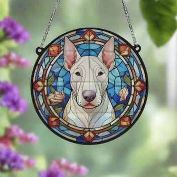 English Bull Terrier Stained Glass Effect Suncatcher, 2 of 3