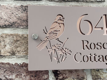Personalised Bird On Flower Design House Acrylic Number Sign, 4 of 7