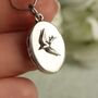 Personalised Sterling Silver Oval Swallow Locket Necklace, thumbnail 7 of 10