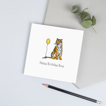 Tiger Birthday Card With Name And Age, 3 of 3