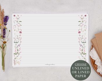 A4 Landscape Letter Writing Paper With Pink Flower Design, 2 of 5