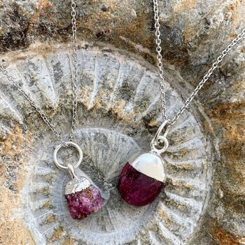 July Birthstone Necklace, Ruby, Silver Plated, 2 of 8