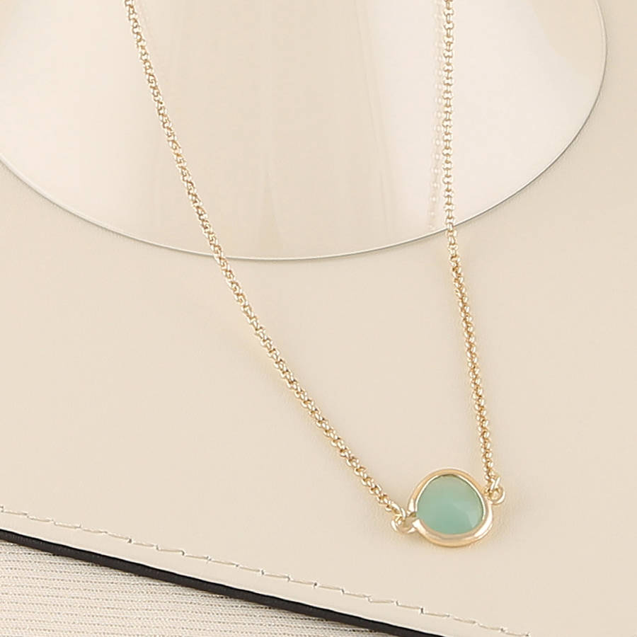 Gold Aqua Mint Gemstone Necklace By Baronessa