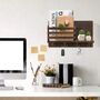 Wall Mounted Brown Floating Shelf With Key Holder Hooks, thumbnail 1 of 7