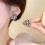 Monaco D’or Gold Pavé Trefoil Flower Charm Stud Earrings, thumbnail 5 of 5