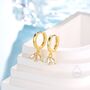 Sterling Silver Aurora Ab Cz Marquise Crown Huggie Hoop Earrings, thumbnail 4 of 10