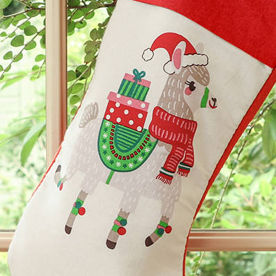 personalised festive llama christmas stocking by dibor
