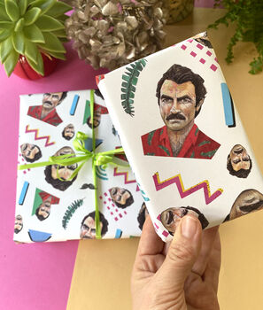 Tom Selleck Wrapping Paper – 80s Magnum Inspired Funny Gift Wrap, 4 of 11