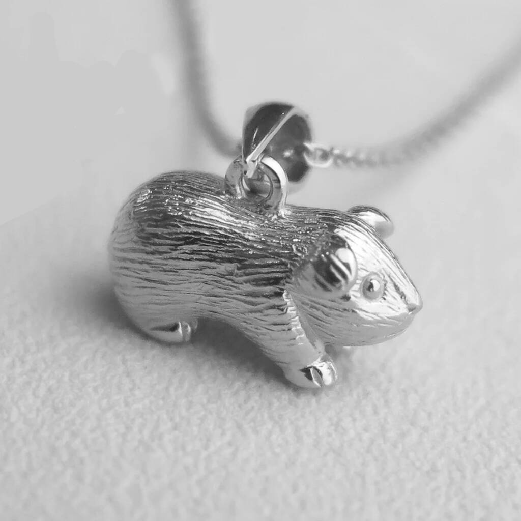 Baby Guinea Pig Necklace In Sterling Silver, 1 of 12