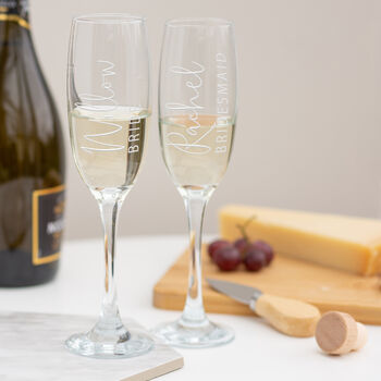 Personalised Wedding Bridesmaid Champagne Flute Glass, 2 of 4