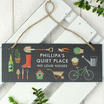 Personalised Gardener's Hanging Slate Plaque Wall Sign, 6 of 6