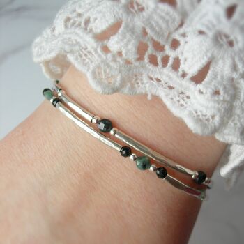 Tourmaline Silver Double Stranded Bracelet, 4 of 5