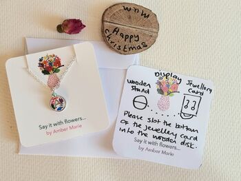 Floral Mini Round Initial Letter Charm Pendant Gift With Stand, 5 of 12