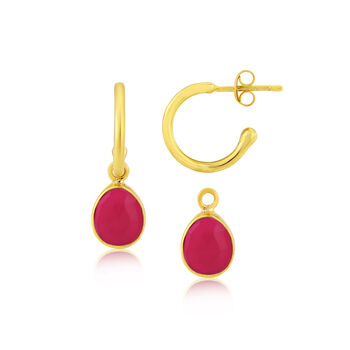 Manhattan Gold Plated And Fuchsia Chalcedony Earrings, 3 of 4