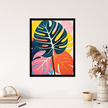 Magical Monstera Multicoloured Leaf Wall Art Print, 4 of 6