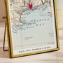 Personalised Family Vintage Map Stitch Heart Picture, thumbnail 4 of 6